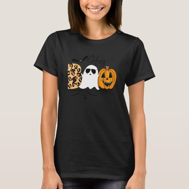 Hey Boo Ghost Jack O' Lantern Boys Kids Halloween T-Shirt (Vorderseite)