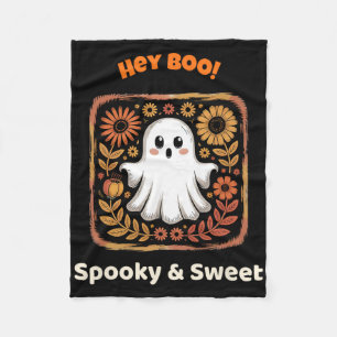 Hey Boo Ghost Retro Halloween Spooky Niedlichen Ok Fleecedecke