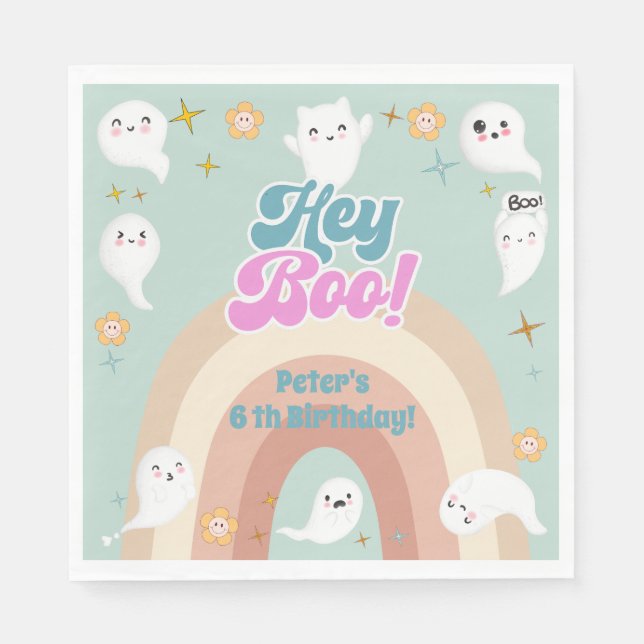 Hey Boo goovy halloween Retro-Kindergeburtstag Serviette (Vorderseite)