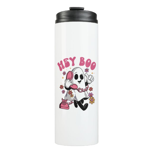 Hey Boo - Groovy Ghost Halloween Thermosbecher (Vorderseite)