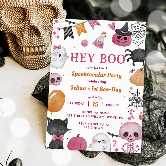 Hey Boo! Halloween 1. Geburtstag Party Einladung (Von Creator hochgeladen)