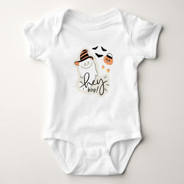 Hey Boo! Halloween Baby Baby Strampler (Vorderseite)