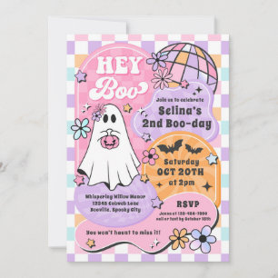 Hey Boo Halloween Groovy Geist Geburtstagsfeier Einladung