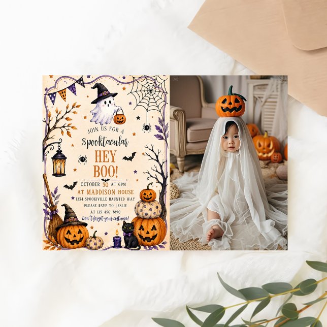 Hey Boo Halloween-Party Einladung (Von Creator hochgeladen)