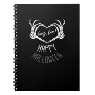 Hey, Boo! Happy Halloween Skeleton Hand Heart Clas Notizblock