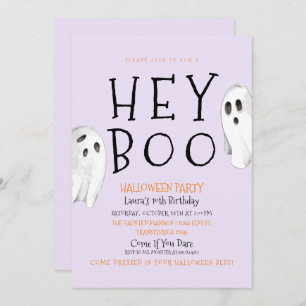 Hey Boo, Lila Ghost Halloween Einladung