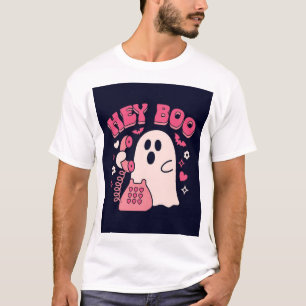 Hey Boo Lustiges Rosa Gespenst Vintage Telefon Ret T-Shirt
