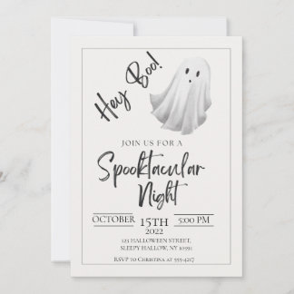 Hey Boo! Minimalistisches Halloween-Party Einladun Einladung
