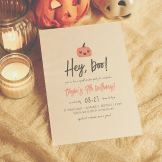 Hey Boo Modern Halloween Boho Girl Geburtstagspart Einladung