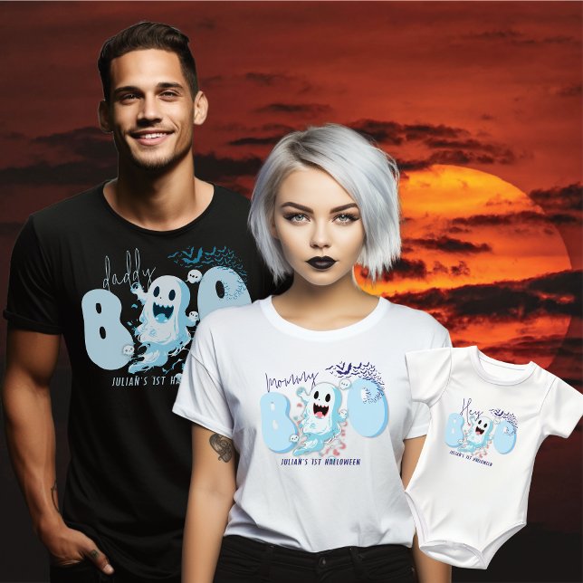Hey Boo Niedlich Blue Bat Ghost Baby Boy 1. Hallow T-Shirt (Von Creator hochgeladen)