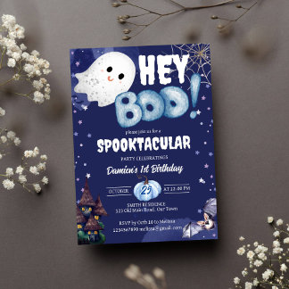 Hey, boo niedlich Ghost Halloween Geburtstagsparty Einladung