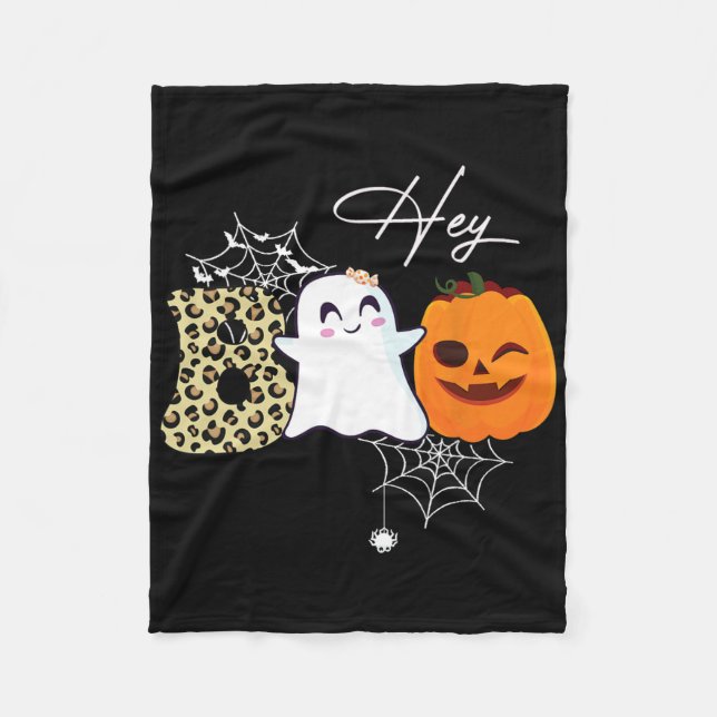 Hey Boo Niedlich Ghost Pumpkin Face Halloween Fleecedecke (Vorderseite)