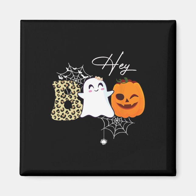 Hey Boo Niedlich Ghost Pumpkin Face Halloween Magnet (Vorne)