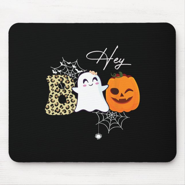 Hey Boo Niedlich Ghost Pumpkin Face Halloween Mousepad (Vorne)