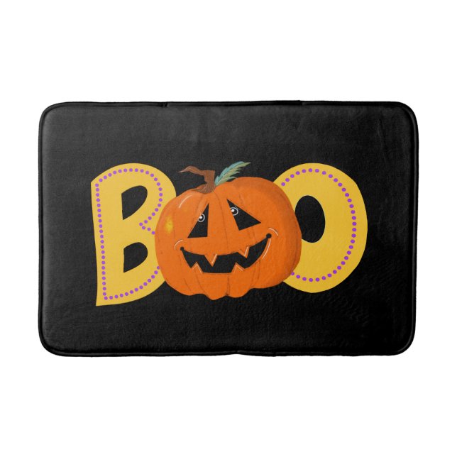 Hey Boo Niedlich Pumpkin Typografie Zeichne Kunst Badematte (Vorderseite)