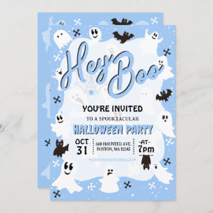 Hey Boo Niedlich Spooky Ghost Halloween-Party Einladung