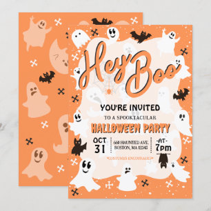 Hey Boo Niedlich Spooky Ghost Halloween-Party Einladung