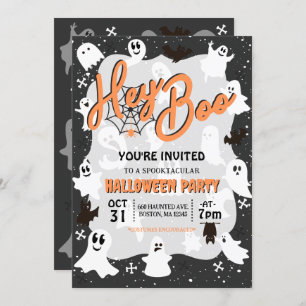 Hey Boo Niedlich Spooky Ghost Halloween-Party Einladung