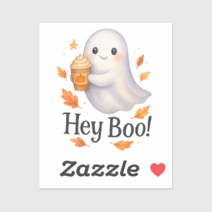 Hey Boo! - Niedliche KI-Generierte Ghost Pumpkin L Aufkleber