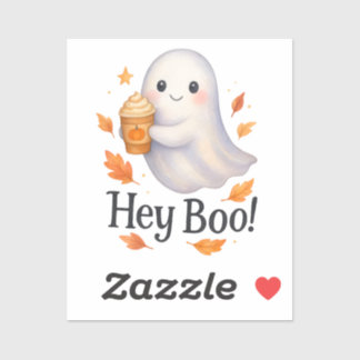 Hey Boo! - Niedliche KI-Generierte Ghost Pumpkin L Aufkleber