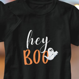 Hey Boo Orange Black Funny Halloween Ghost T-Shirt