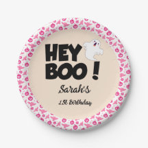 Hey Boo Pink Halloween Ghost Geburtstagsparty