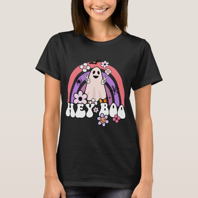 Hey Boo Retro Halloween T-Shirt (Vorderseite)
