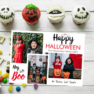 Hey Boo Spooky Halloween Familie Foto Collage Feiertagskarte