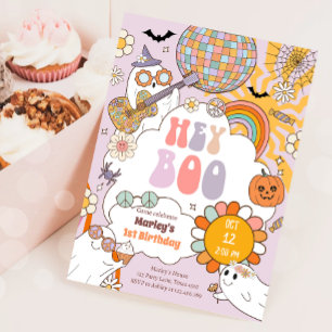 Hey Boo Spooky Retro Halloween-Party Girl Geburtst Einladung