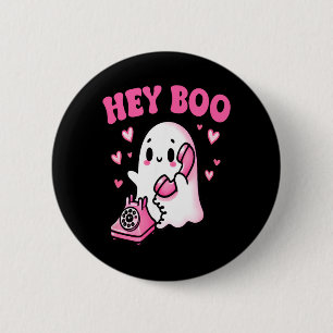 Hey Boo süßer Geist am Telefon lustiges Halloween Button