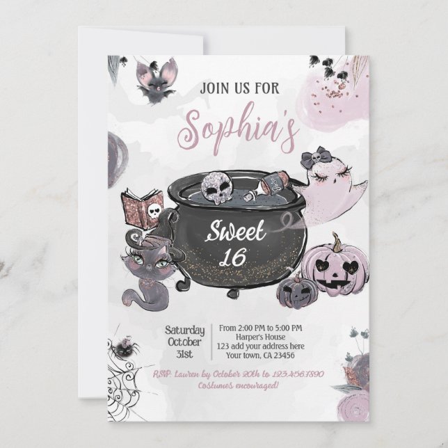 Hey Boo Sweet 16 Halloween Party, Any Event Einladung (Vorderseite)