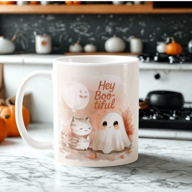 Hey Boo-tiful Ghost - Sweet Halloween & Fall Charm Kaffeetasse (Von Creator hochgeladen)