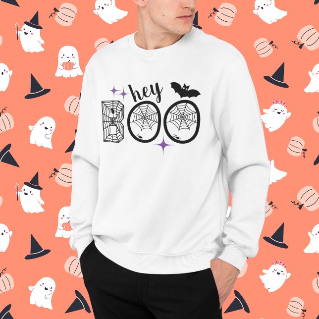 Hey & Bye Boo Halloween Bat und Web Sweatshirt (This item is for display purposes only to illustrate the design element. )