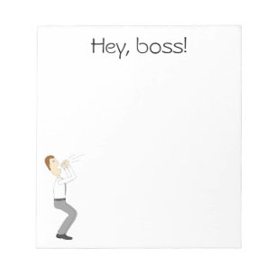 Hey, Chef! Notepad mit Geschäftsmann Notizblock