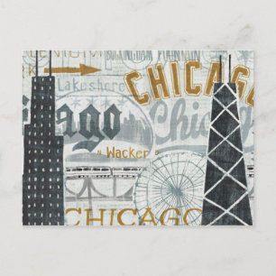 Hey Chicago Vintag Postkarte