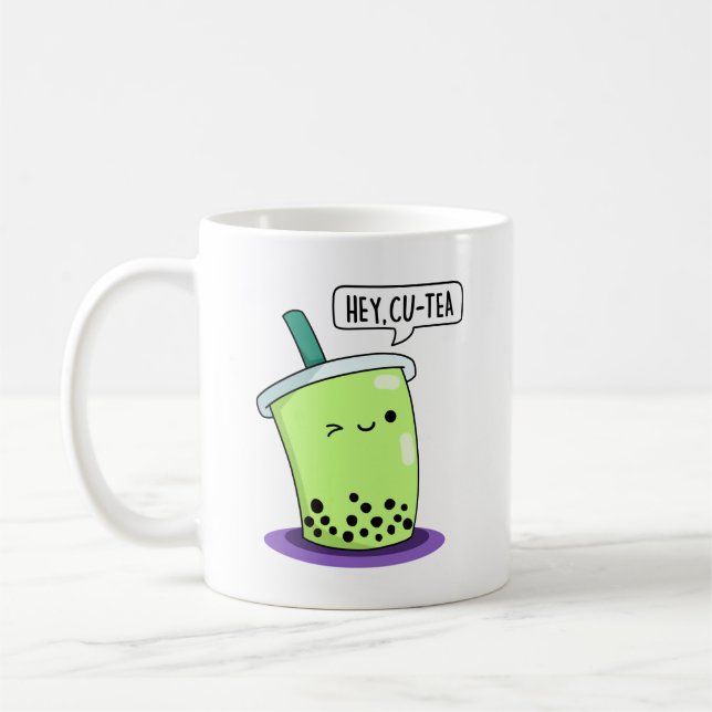 Hey Cu-Tea Funny Boba Tea Pun Kaffeetasse (Links)
