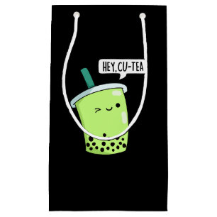 Hey CuTea Funny Boba Tea Pun Dark BG Kleine Geschenktüte