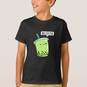 Hey CuTea Funny Boba Tea Pun Dark BG T-Shirt