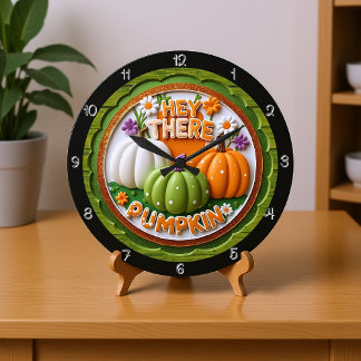Hey Da Pumpkin Illustration Große Wanduhr