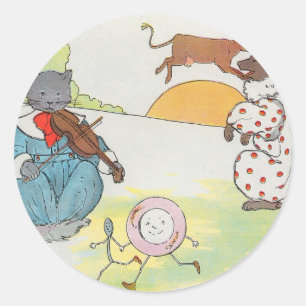 Hey, diddle, diddle! Die Katze und die Fiedel Runder Aufkleber