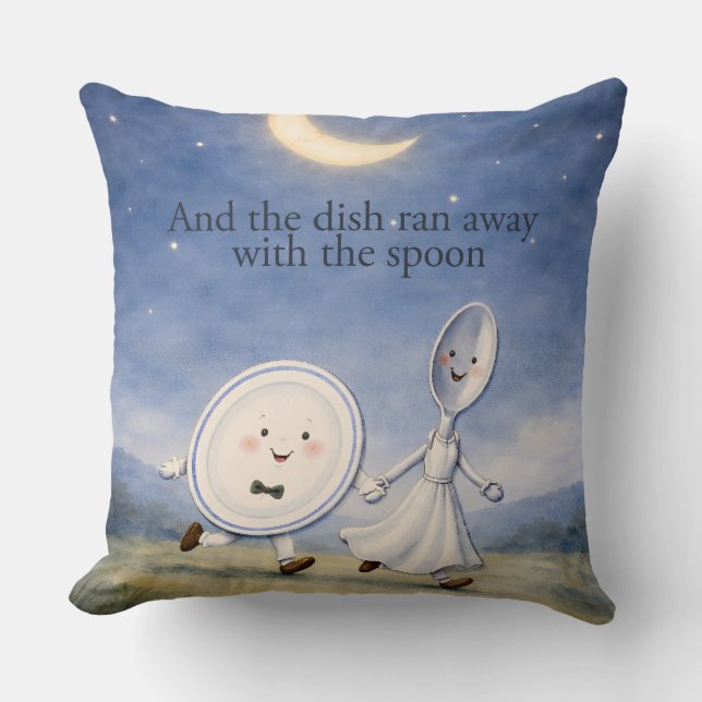 Hey Diddle Diddle Dish and Spoon Pillow Kissen (Vorderseite)