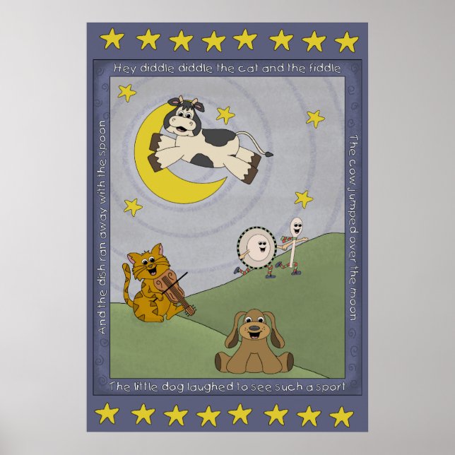 Hey Diddle Diddle Kinderreim Kinderposter Poster (Vorne)