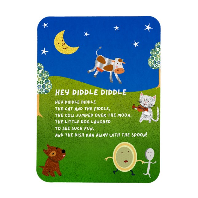 Hey Diddle Diddle Kinderreim-Magnet Magnet (Vertikal)