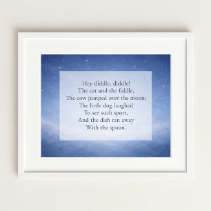 Hey Diddle Diddle Kinderreim Nachthimmel Druck Poster