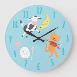 Hey Diddle Diddle Kinderzimmer Rhyme Kinderuhr Große Wanduhr