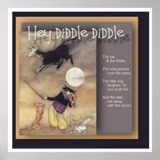 Hey Diddle Diddle Kinderzimmer Rhyme Poster