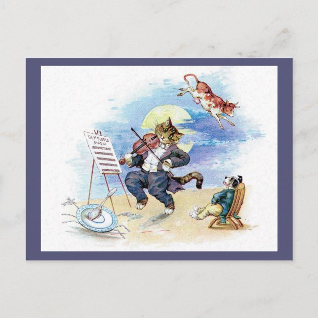 Hey, Diddle Diddle Kinderzimmer Rhyme Postkarte (Vorderseite)