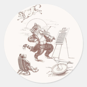 Hey Diddle Diddle Vintage-Illustration Runder Aufkleber