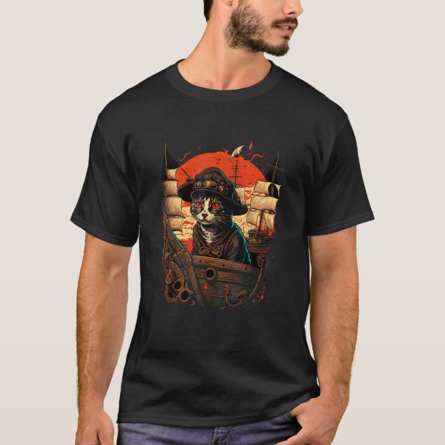 Hey, die Jolly Paw! Piratendesign für Katzen und P T-Shirt (Vorderseite)