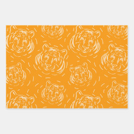 Hey, dort Tiger Muster Trio Packung Papierblätter Geschenkpapier Set